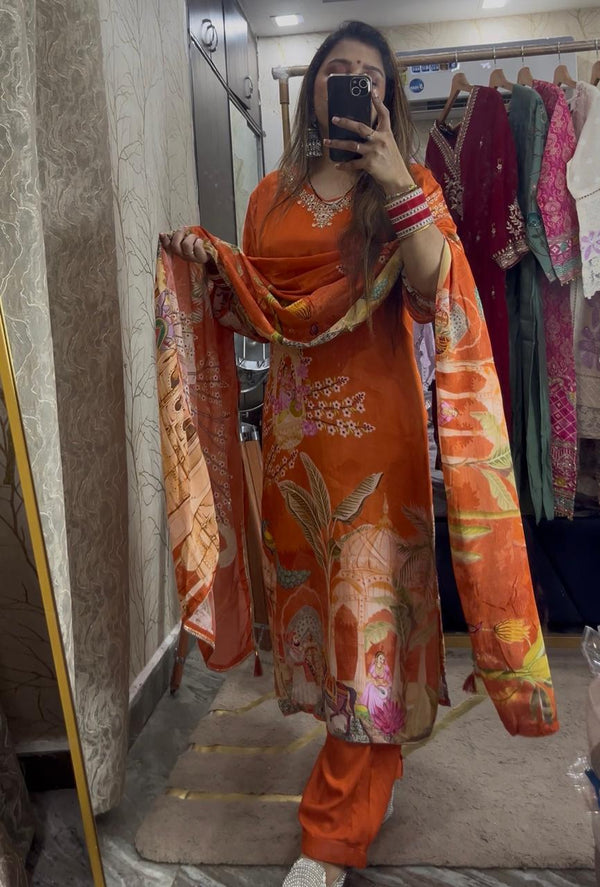 ONIX FAB Women's Rayon Slub Kurti With Pant And Dupatta Sets